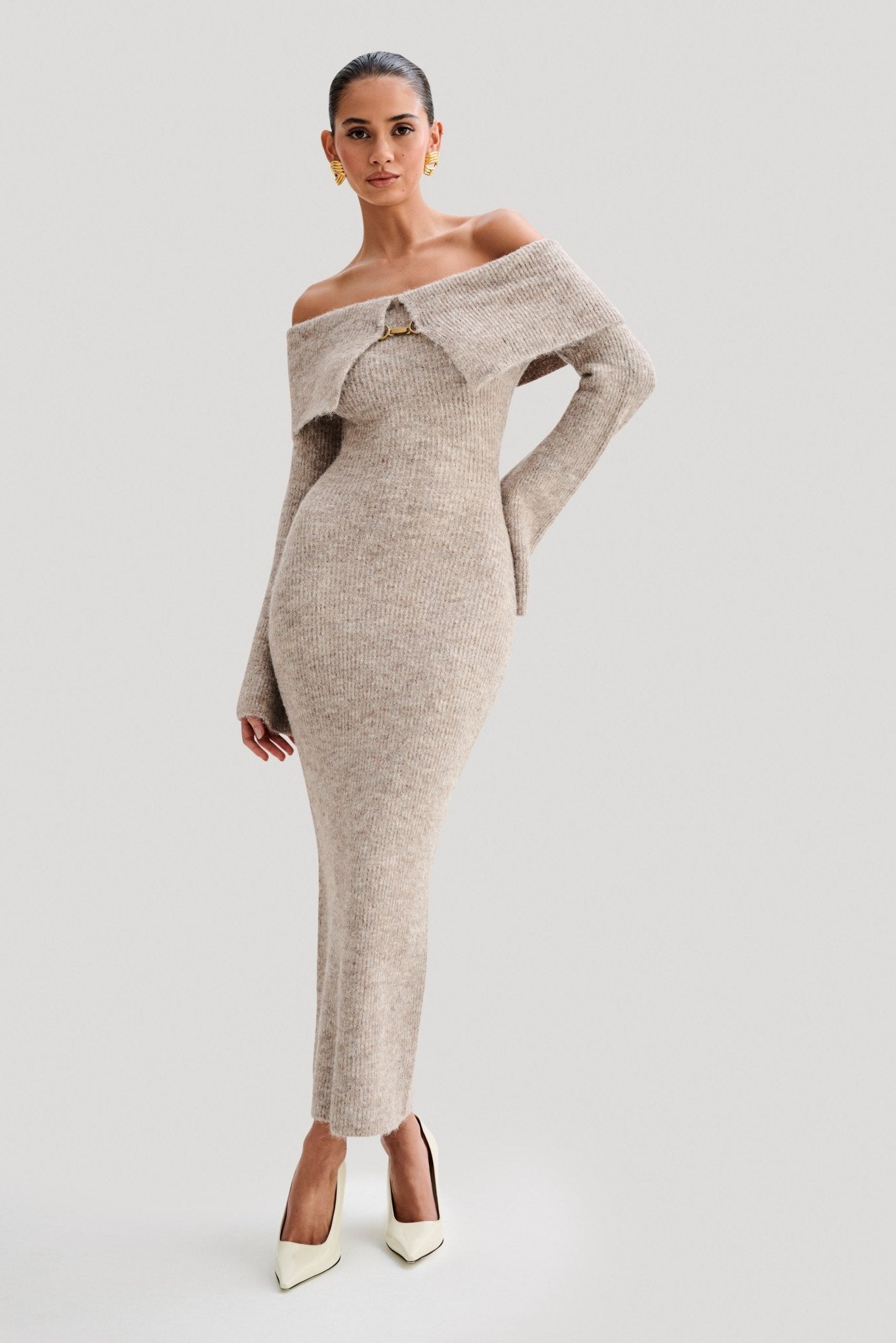 Giulia | Off - Shoulder Knit Dress - 