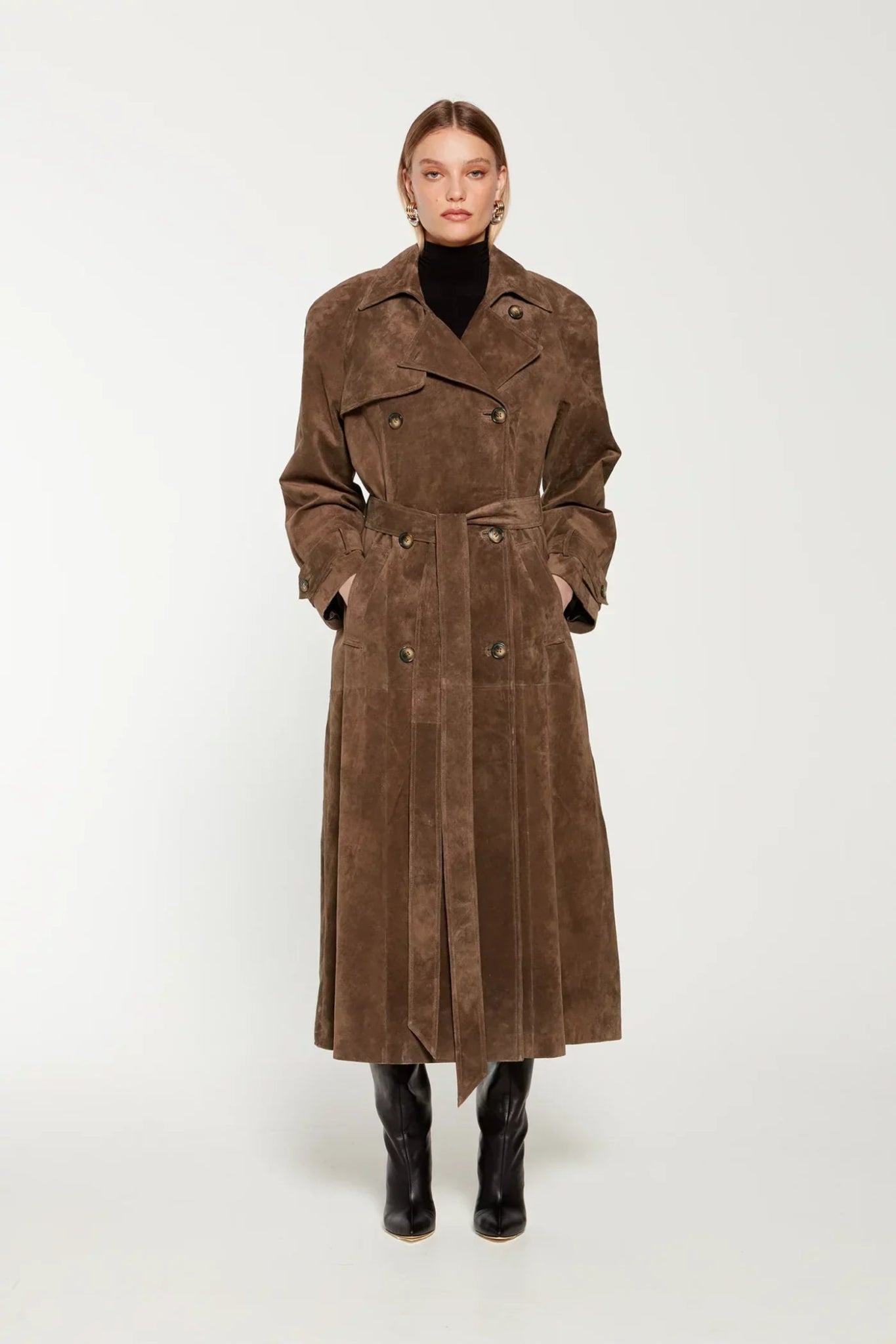 Lennon | Suede trench coat - Accessories